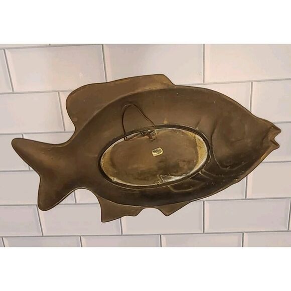 VTG Solid Brass Fish Tray Plate Trinket Coastal Cabin Home Décor Heavy 13½"x 7" - Picture 2 of 9